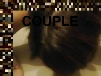 Couple Amateur Français : la baby sitter le suce en lingerie sexy corset et porte jartelles