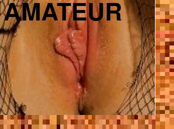 mastürbasyon-masturbation, amcık-pussy, amatör, uzun-çoraplar, azgın, balık-ağı, tek-kişilik, tıraş-olmuş, islak, sulu