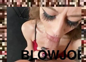 POV Sloppy Deepthroat Blowjob! MILF RiahSFX Sucks Steve Rickz HUGE COCK