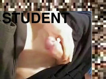Finnish college swimmer jerks 7 inch cock, blows load