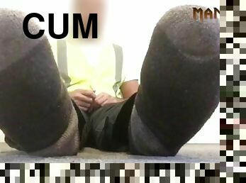CUM HOME FROM WORK - IN A RUSH TO RELEASE - CUM FEET SOCKS SERIES - MANLYFOOT ???? ????
