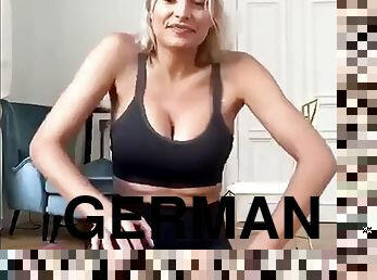 Beauty german blonde shows juicy boobs during workout
