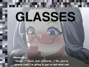 lunettes, fellation, ejaculation-sur-le-corps, ados, branlette, collège, anime, hentai