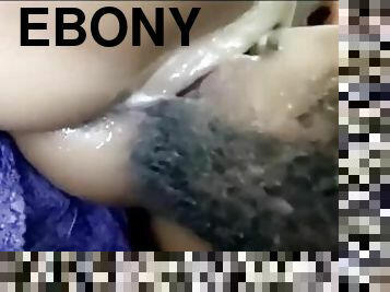 orgasme, chatte-pussy, amateur, ébène, black, humide