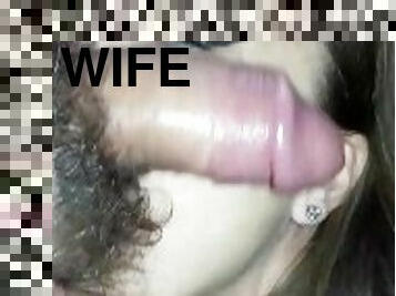 Slut wife licks hairy balls and suck cock