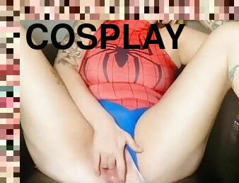 Spider-Girl Fingers Herself and Squirts Over  Her Wand Cosplay