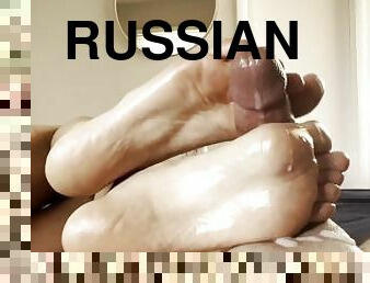 russo, amador, pés, ejaculação, fetiche, trabalho-de-pé
