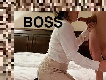 Overtime with my boss fingering her pussy and ass then cumming on her tits