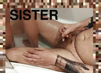 watch stepsister Emma in the bathroom and masturbate until I cum on her perfect body