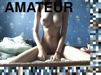 masturbation, chatte-pussy, maigre, amateur, ados, maison, doigtage, assez, parfait, gaie