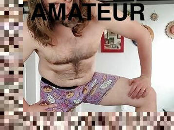 papa, amateur, gay, joufflue, drôle, solo, pappounet, exhibitionniste, string, sous-vêtements