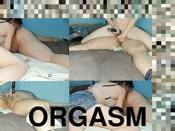 masturbation, orgasm, kvinnligt-sprut, avrunkning, bdsm, trosor, sprut, bollar, cowgirl