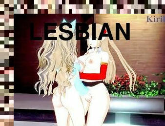 orgasmi, lesbo-lesbian, teini, sormettaminen, anime, hentai, 3d