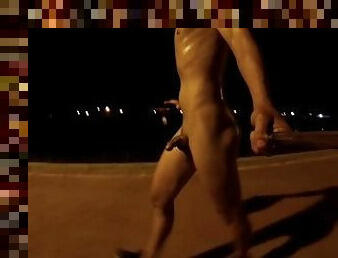 Enjoying my nudity in the suburb I had to escape from boy who yelled at me, hide and jerk off