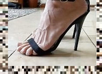 Wearing Male G-String And Female Sandals 5 (FLOOR VIEW)