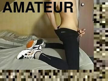 jerking in asics sneakers and leggins