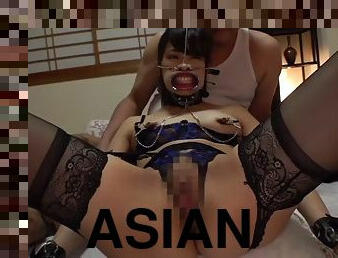 Hot Asian gives blowjob in group sex orgy