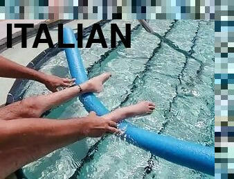 amateur, pieds, piscine, italien, solo, jambes