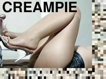 strømpebukser, fisse-pussy, sprøjte, creampie, fødder, knepning-fucking, fetish, fodjob, nylon