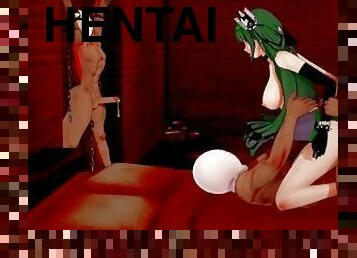 anjing, menghisap-zakar, merangsang-dengan-tangan, hentai, 3d