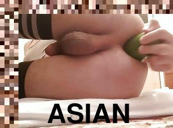 asiatisk, amatör, anal, tonåring, ensam