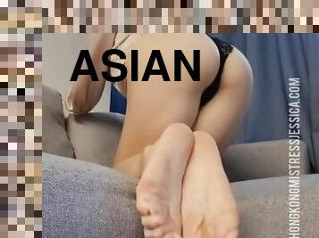 asiatisk, onani, fødder, afrivning, fetish, kinesisk, femidom, tæer