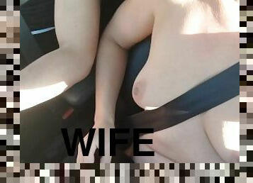Naked wife in the car
