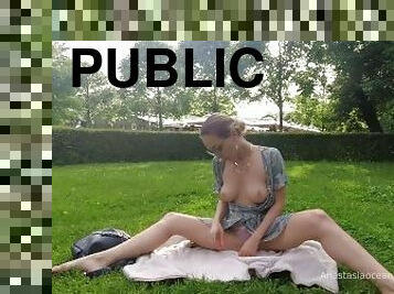 Anastasia Ocean toples in park. Showing tits outside. Public. Flashing