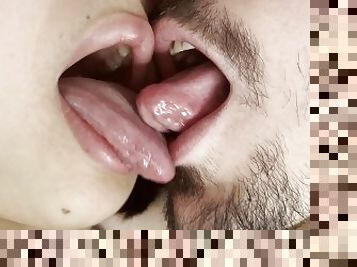 Super Sloppy Tongue Kissing Close Up with my cute bf