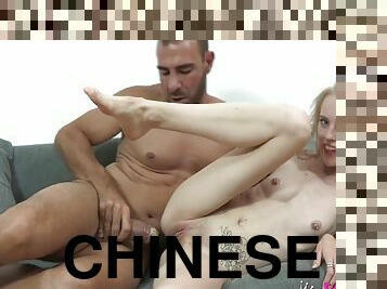Chinese Guy - Petite Skinny Blonde Gets Wrecked By A Thick Cock While A Dirty Watches