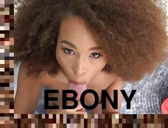 Cute ebony Cecilia Lion gets her tight pussy drilled after giving head