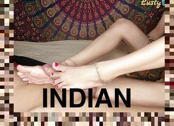 Indian Maid Savita Impressing Her Owners Son For Money By Giving Oil Foot Massage