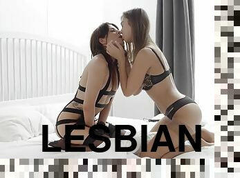 lesbian-lesbian, permainan-jari, berambut-cokelat