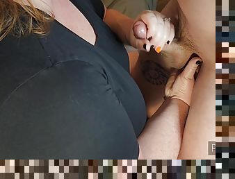 Cfnm Handjob With Huge Cumshot On Bbw Tits