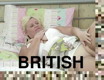 In British Big Breasted Older Lady Fingering Herself With Lacey Starr