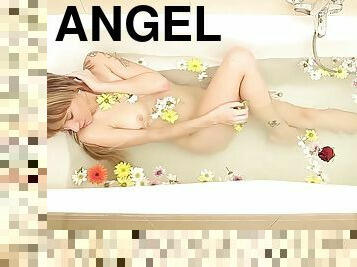 mandi, berambut-pirang, bidadari, mandi-shower, seorang-diri