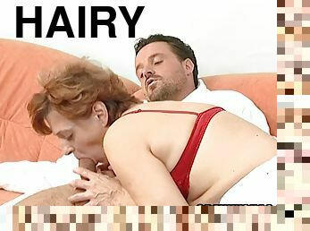 Rough anal sex with a very hairy granny to orgasm!