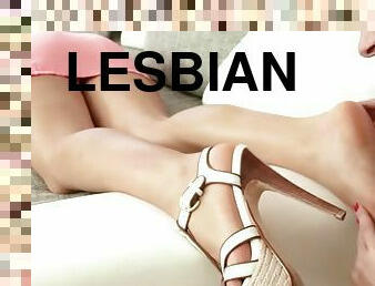 lesbienne, pieds, lingerie, fétiche