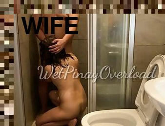 bañando, esposa, hardcore, ducha, filipino, salvaje