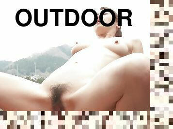 Maki sucks bunch of hard cocks and gets boned outdoors