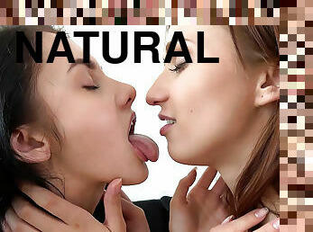 Cute sweet teens kissing with tongues
