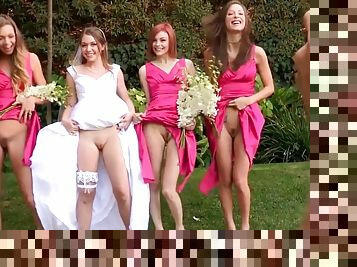 Young Newlywed Goes Lesbi With Her Young Beautiful Bridemaids