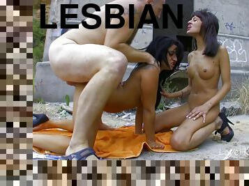 Hot Lesbian Fun Turns Into A Threesome