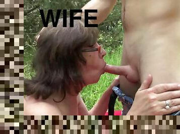 Enjoying a nice picnic with his hot wife