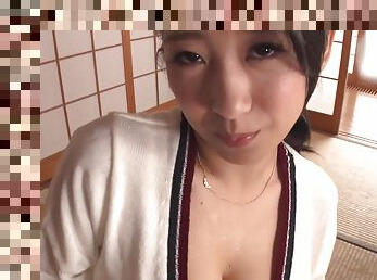Asian maid received cum shots on her ass and tits after sensual sex