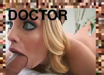 Doctor tells blonde to ride his dick and rub her pussy