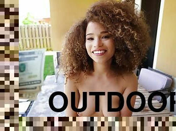 Light skinned teen Cecilia Lion gets paid for outdoor sex. Pt.1