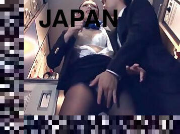 Japanese Cabin attendant get pounded while in time stop