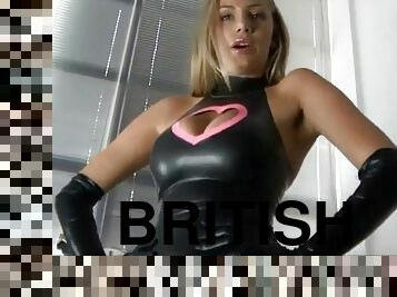 British blonde angel latex joi with peek