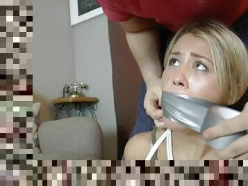 Escape Challenge Failed - young blonde gets tied and gagged